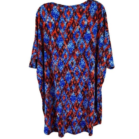 LuLaRoe Size XS Irma Top Shirt Red Blue Print - Picture 3 of 3